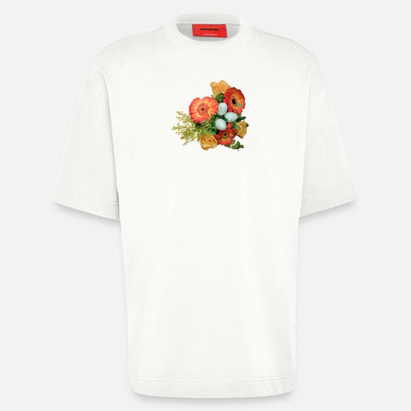 Bouquet with Easter Eggs Pattern - Heavyweight T-Shirt - made by SPREAD  - OFF WHITE