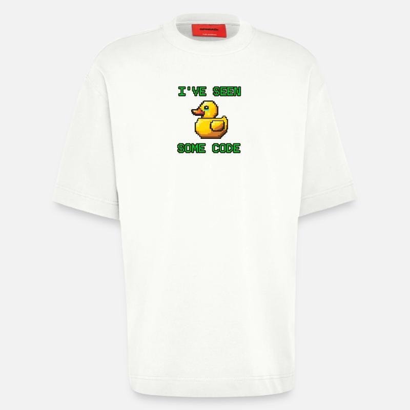 Pixel Duck J’ai vu du code - T-shirt bio épais oversize fabriqué en UE - OFF WHITE