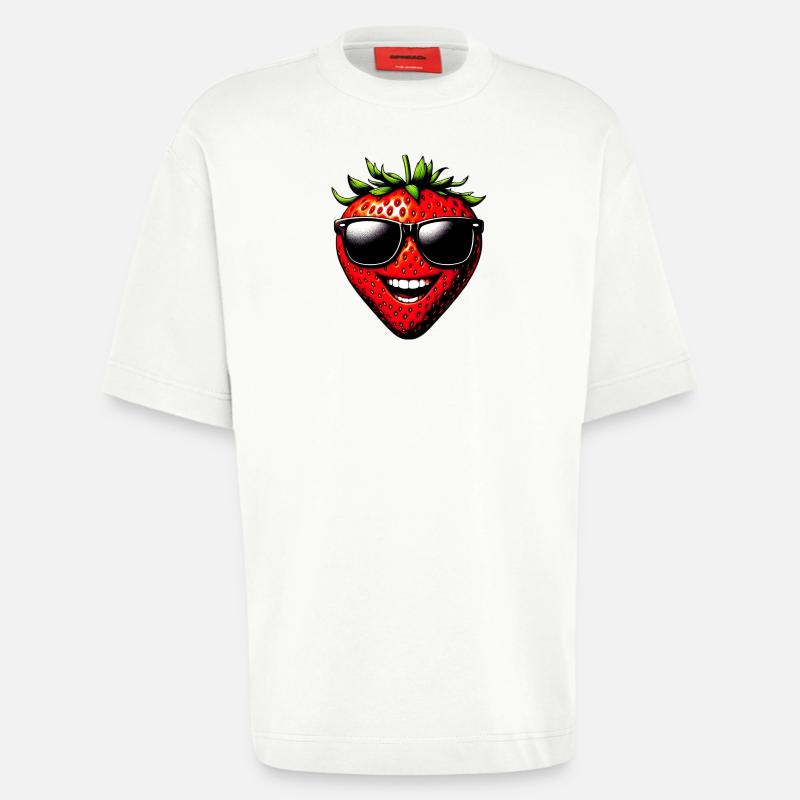 Erdbeere mit Sonnenbrille - Heavyweight T-Shirt - made by SPREAD  - OFF WHITE