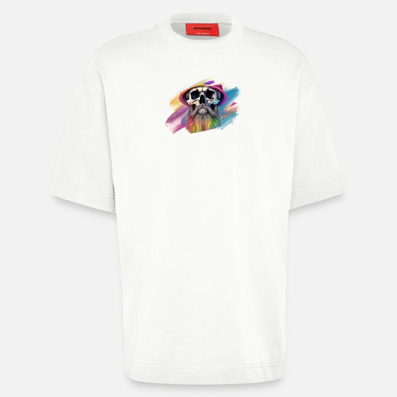 Bunte Regenbogen-Totenkopf-Designe - Heavyweight T-Shirt - made by SPREAD  - OFF WHITE