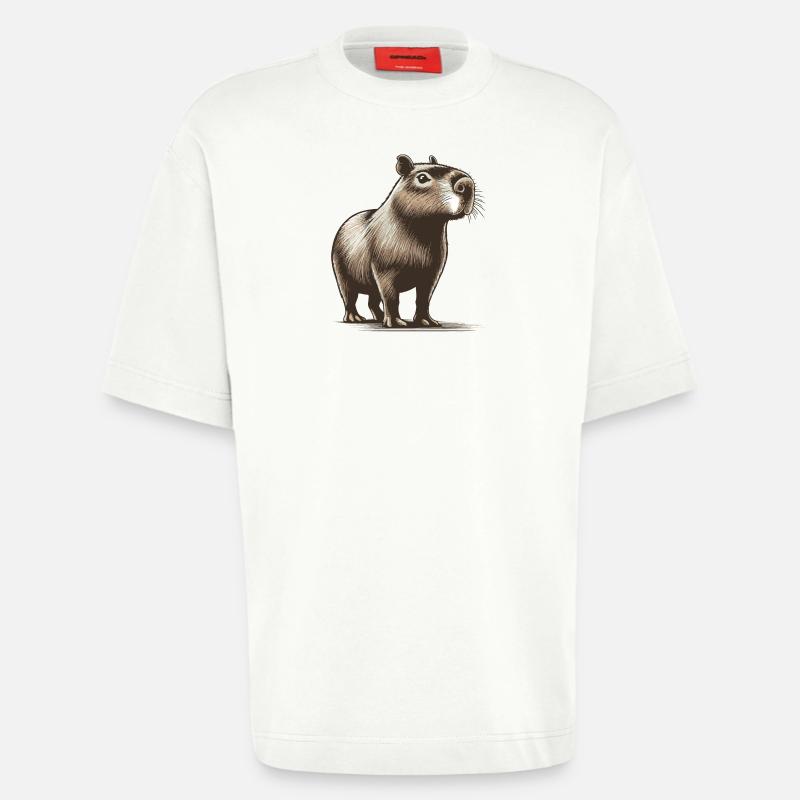Capybara - T-shirt bio épais oversize fabriqué en UE - OFF WHITE