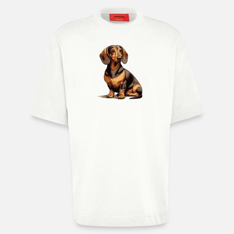 Sitzender Dackel - Heavyweight T-Shirt - made by SPREAD  - OFF WHITE
