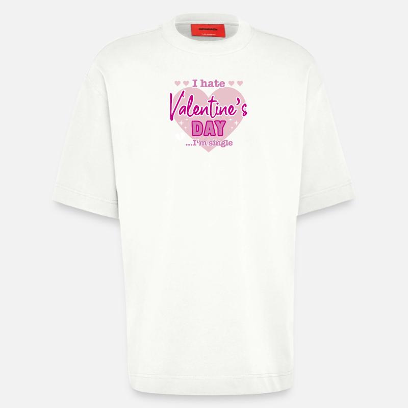 I hate valentine`s day - Heavyweight T-Shirt - made by SPREAD - OFF WHITE