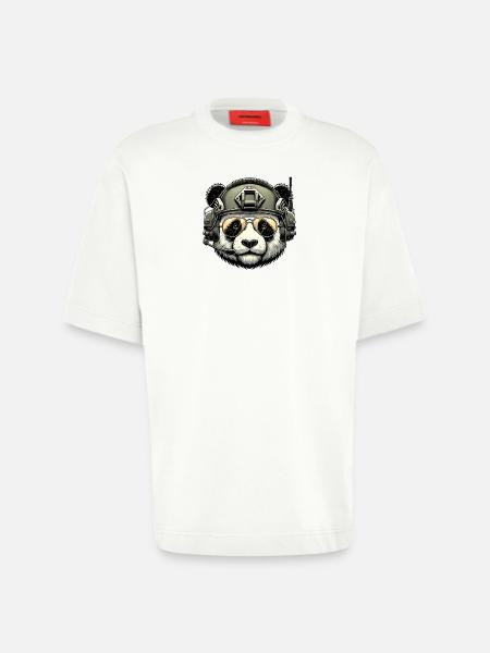 Panda Military Army Design - Heavyweight T-Shirt - made by SPREAD  - OFF WHITE