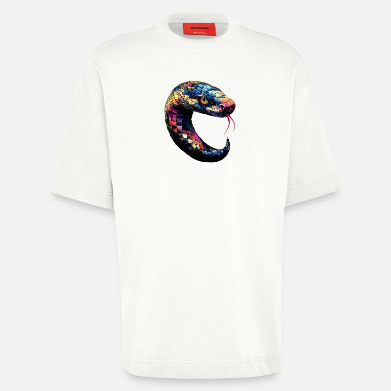 Schlange Python Kobra Klapperschlange Schlangen - Heavyweight T-Shirt - made by SPREAD  - OFF WHITE