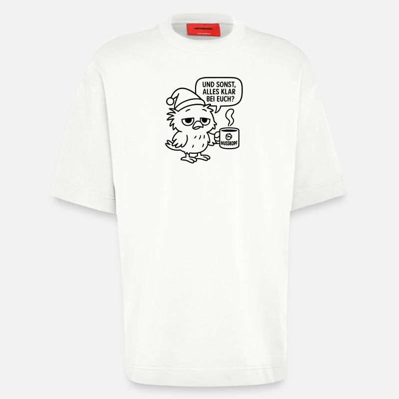 Morgenmuffel Vogel_mit_Kaffeetasse_und_Sprechblase - Heavyweight T-Shirt - made by SPREAD - OFF WHITE