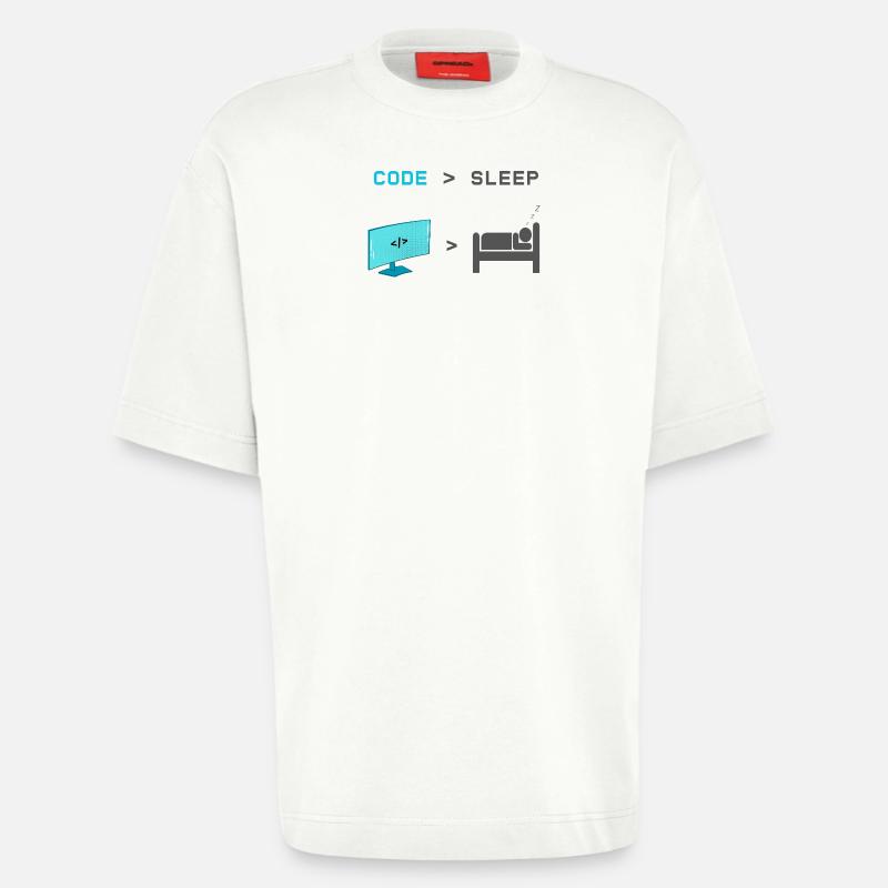 Code vs Sleep: Coder im Schlafmodus - Heavyweight T-Shirt - made by SPREAD  - OFF WHITE