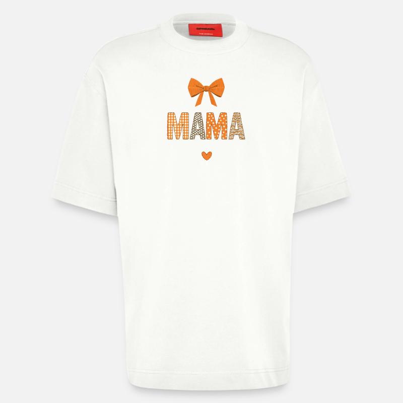 Orange Mom Patchwork Muster - Heavyweight T-Shirt - made by SPREAD  - OFF WHITE
