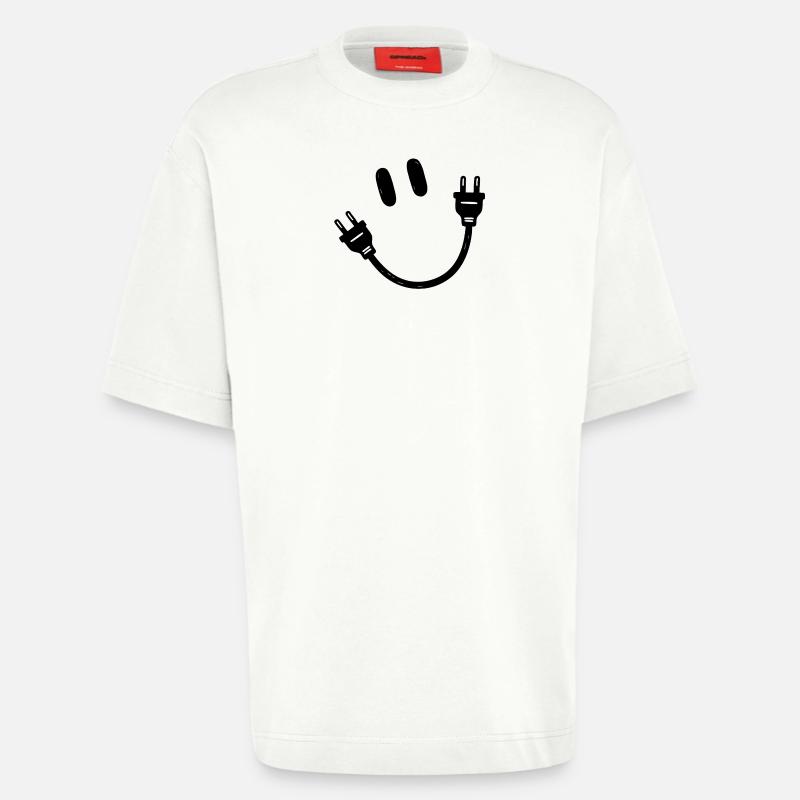 Electrician Electrical Engineer Schuko Plug Funny - Heavyweight T-Shirt - made by SPREAD  - OFF WHITE