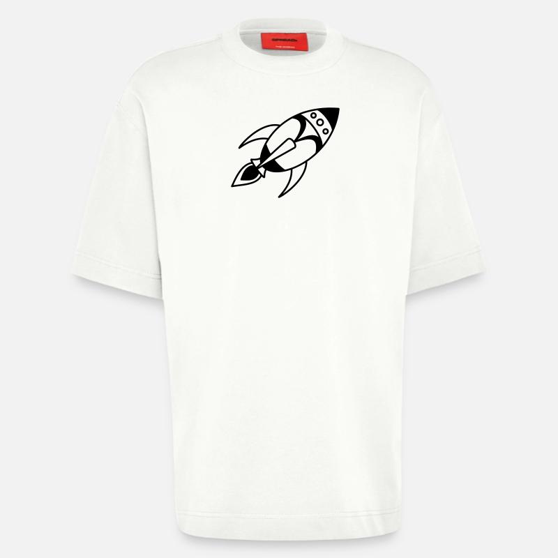 Retro Space Rocket – Space Spaceship Design - Heavyweight T-Shirt - made by SPREAD - OFF WHITE