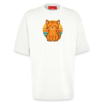 Retro Cat Vibes - Heavyweight T-Shirt - made by SPREAD  - OFF WHITE - Vorne - Fiona (171cm)