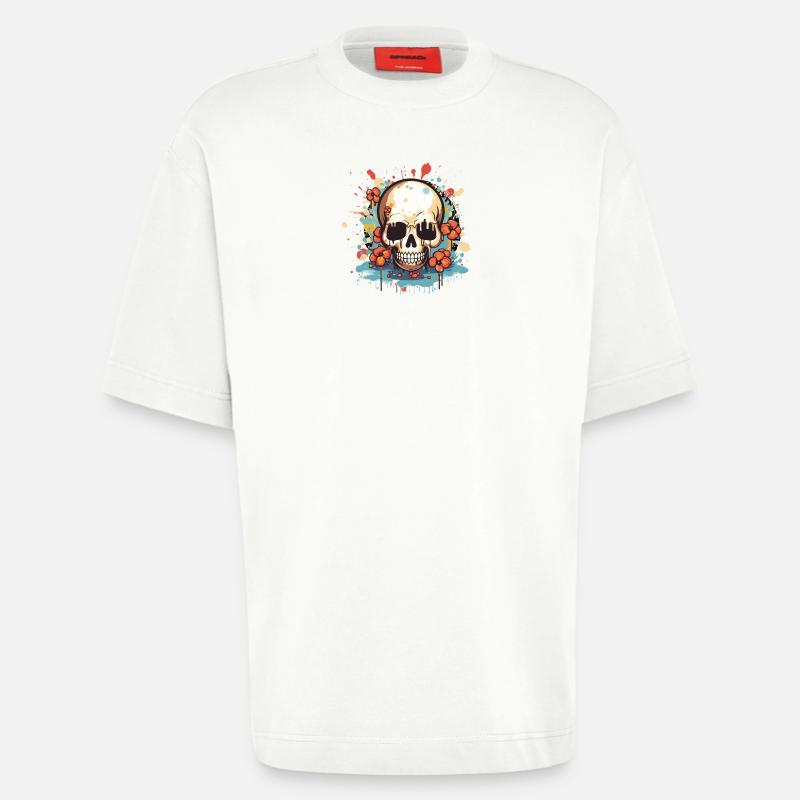 Explosion de crâne de fleur - T-shirt bio épais oversize fabriqué en UE - OFF WHITE