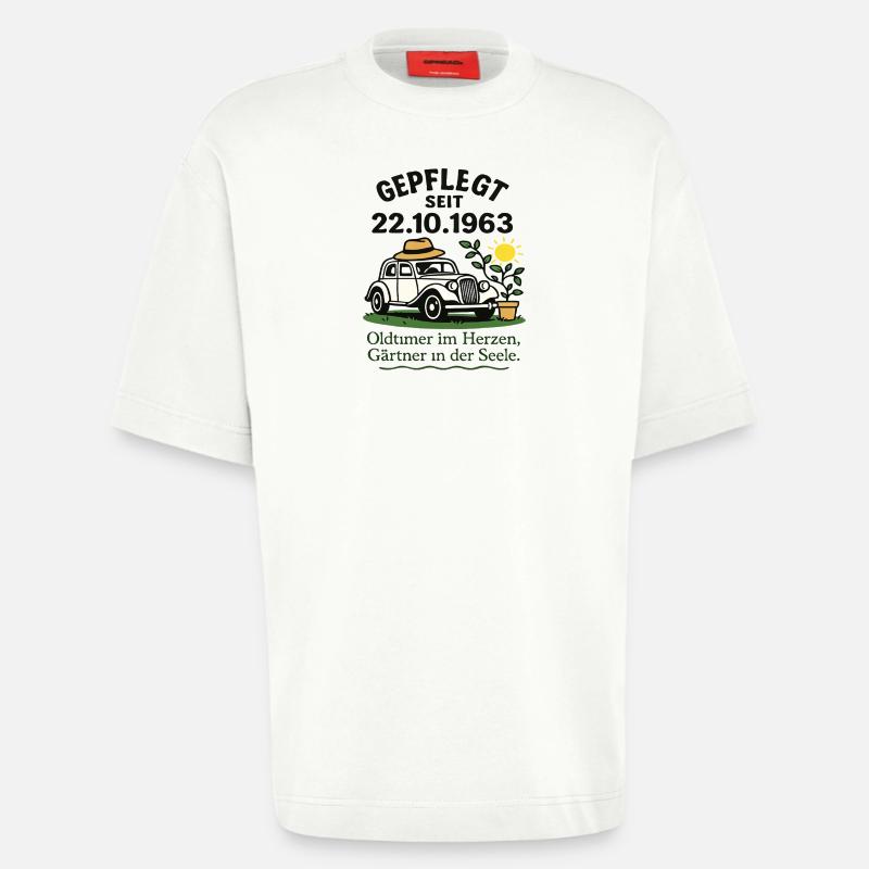 Maintained since 1963 Oldtimer Gärtnerherz - Heavyweight T-Shirt - made by SPREAD  - OFF WHITE