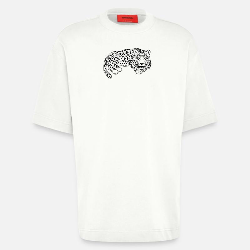 Leopard Black Lepard Pattern T-shirt Gift - Heavyweight T-Shirt - made by SPREAD - OFF WHITE