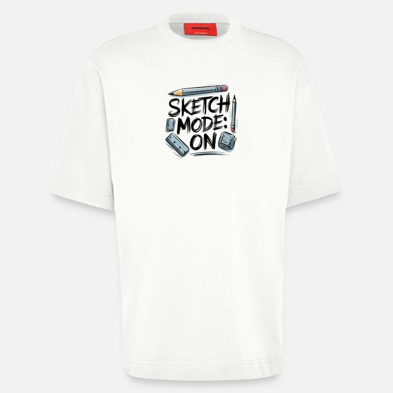 Sketch Mode: ON – Creative Mode Active - Heavyweight T-Shirt - made by SPREAD - OFF WHITE