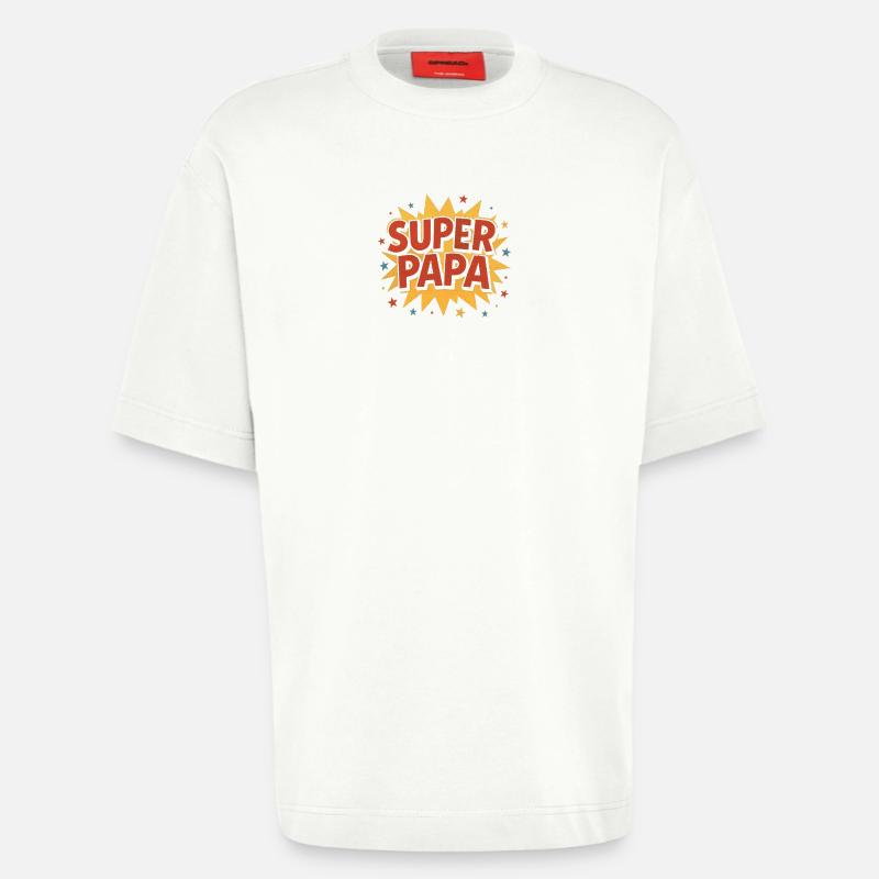 Super Papa Comic Explosion - Heavyweight T-Shirt - made by SPREAD  - OFF WHITE