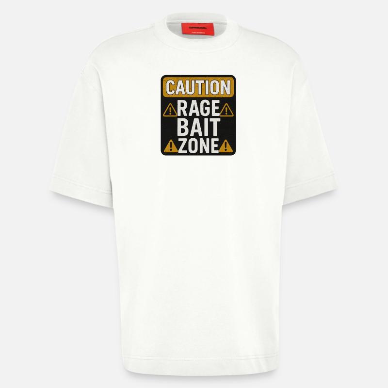 Caution Rage Zone, Funny Sarcastic Saying  - Heavyweight T-Shirt - made by SPREAD  - OFF WHITE