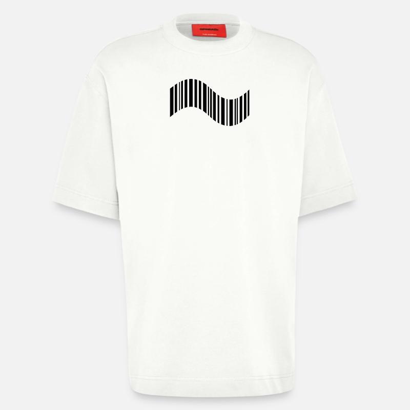 Code-barres en forme ondulée - T-shirt bio épais oversize fabriqué en UE - OFF WHITE