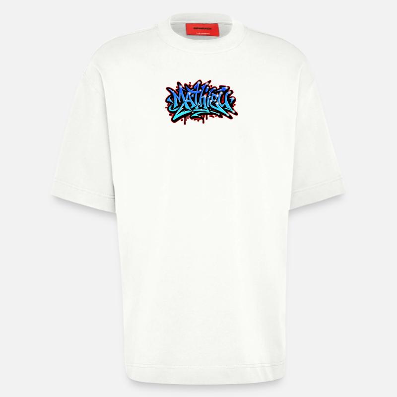 Mathieu Graffiti Neon imprimable sur textile  - T-shirt bio épais oversize fabriqué en UE - OFF WHITE