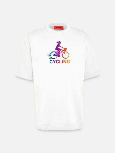 Rainbow Gradient Cyclist - Heavyweight T-Shirt - made by SPREAD - OFF WHITE