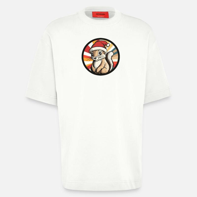 Winterliches Eichhörnchen mit Santa Hut - Heavyweight T-Shirt - made by SPREAD - OFF WHITE