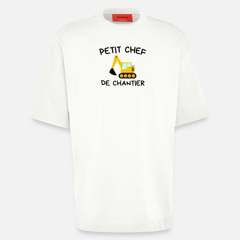 Small Construction Manager Construction Excavator - Heavyweight T-Shirt - made by SPREAD  - OFF WHITE