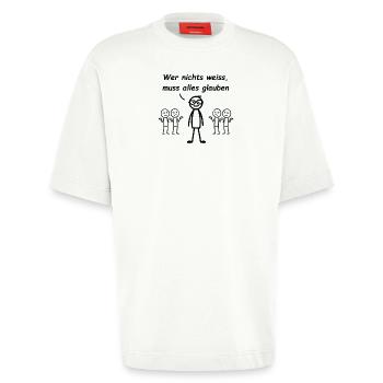 Wer nichts weiß, muss alles glauben - Heavyweight T-Shirt - made by SPREAD  - OFF WHITE - Vorne - Fiona (171cm)