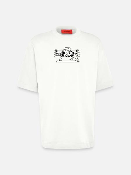 Chien de lutte - T-shirt bio épais oversize fabriqué en UE - OFF WHITE