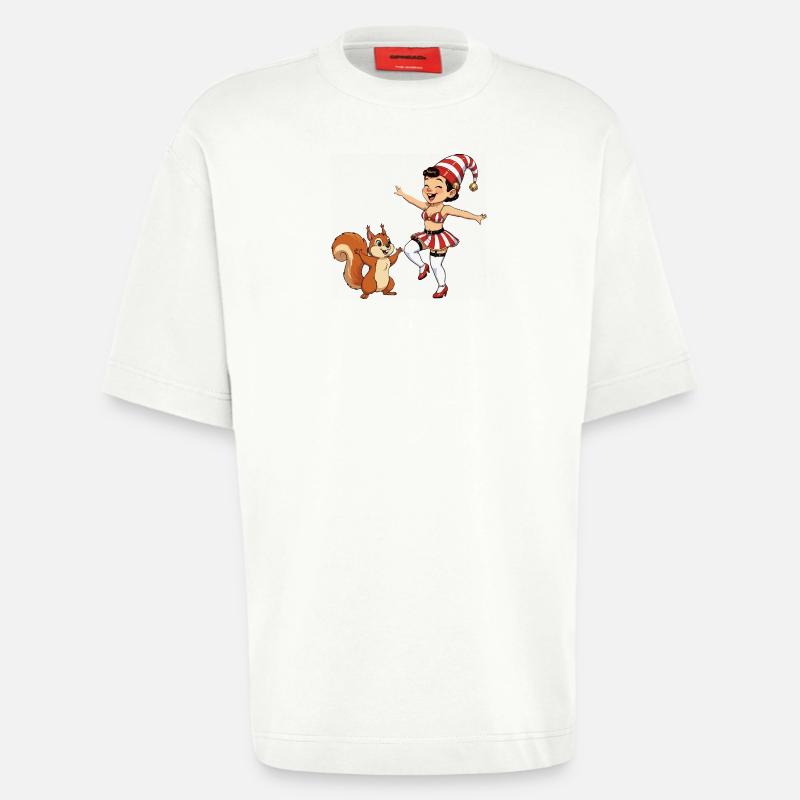 Leprechaun-Mädchen mit Eichhörnchen - Heavyweight T-Shirt - made by SPREAD  - OFF WHITE