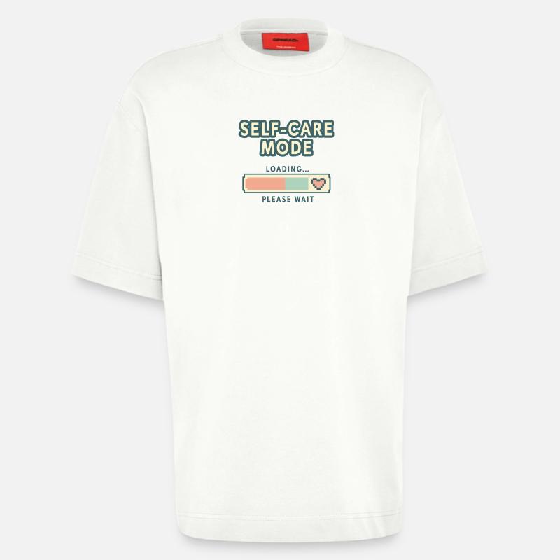 Self-Care Mode Loading - Retro Pixel Edition - Heavyweight T-Shirt - made by SPREAD  - OFF WHITE