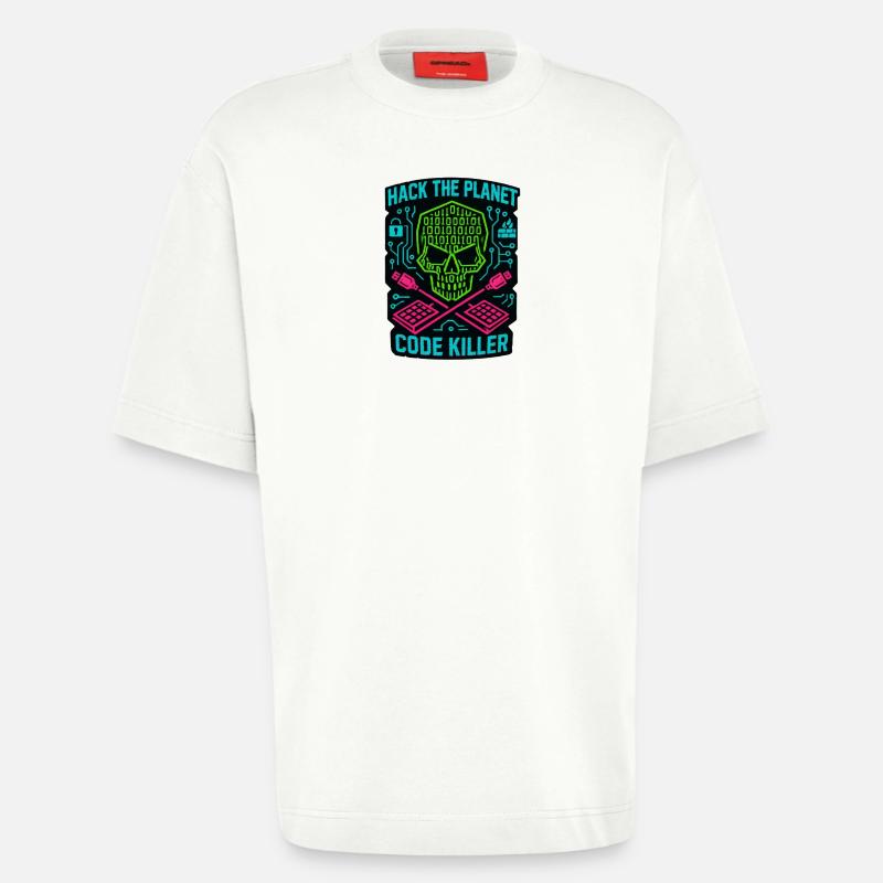 Hack the Planet Code Killer – Cybersicherheit - Heavyweight T-Shirt - made by SPREAD  - OFF WHITE