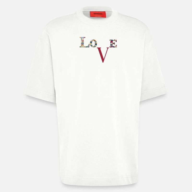 Liebe Patchwork-Typografie - Heavyweight T-Shirt - made by SPREAD  - OFF WHITE