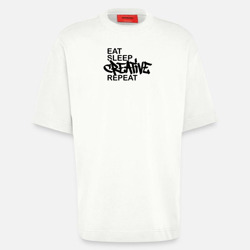 Journée du Graffiti Devise Créative - T-shirt bio épais oversize fabriqué en UE - OFF WHITE