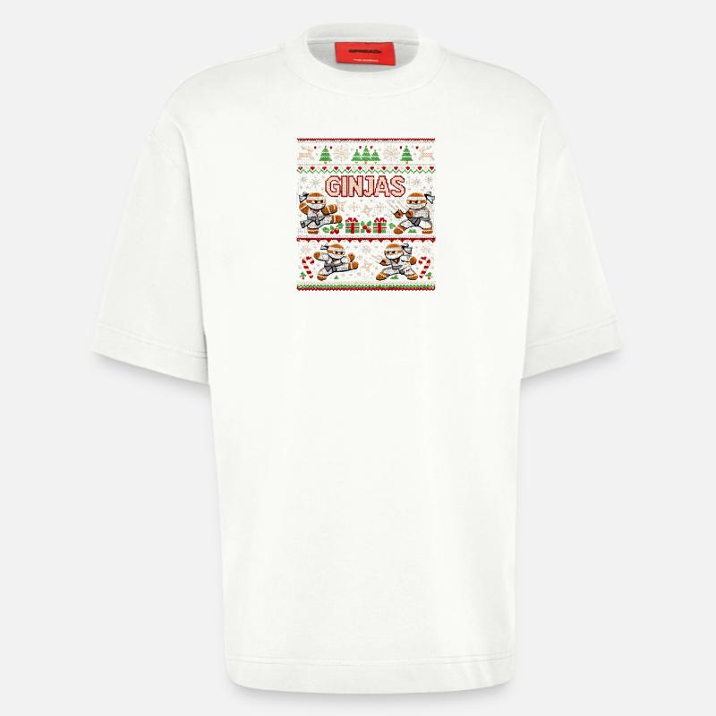 Ginjas Lebkuchen-Weihnachtspullover - Heavyweight T-Shirt - made by SPREAD  - OFF WHITE
