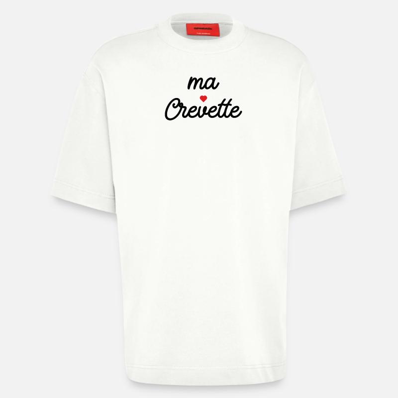 Ma Crevette Coeur Script Tee - T-shirt bio épais oversize fabriqué en UE - OFF WHITE