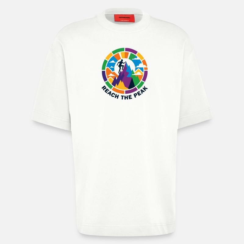 buntes Gipfelsturm Bergsteiger Kletterer Gipfel - Heavyweight T-Shirt - made by SPREAD - OFF WHITE