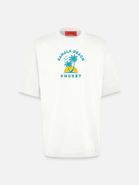 Kamala Beach Phuket Sunset Palm - Heavyweight T-Shirt - made by SPREAD - OFF WHITE