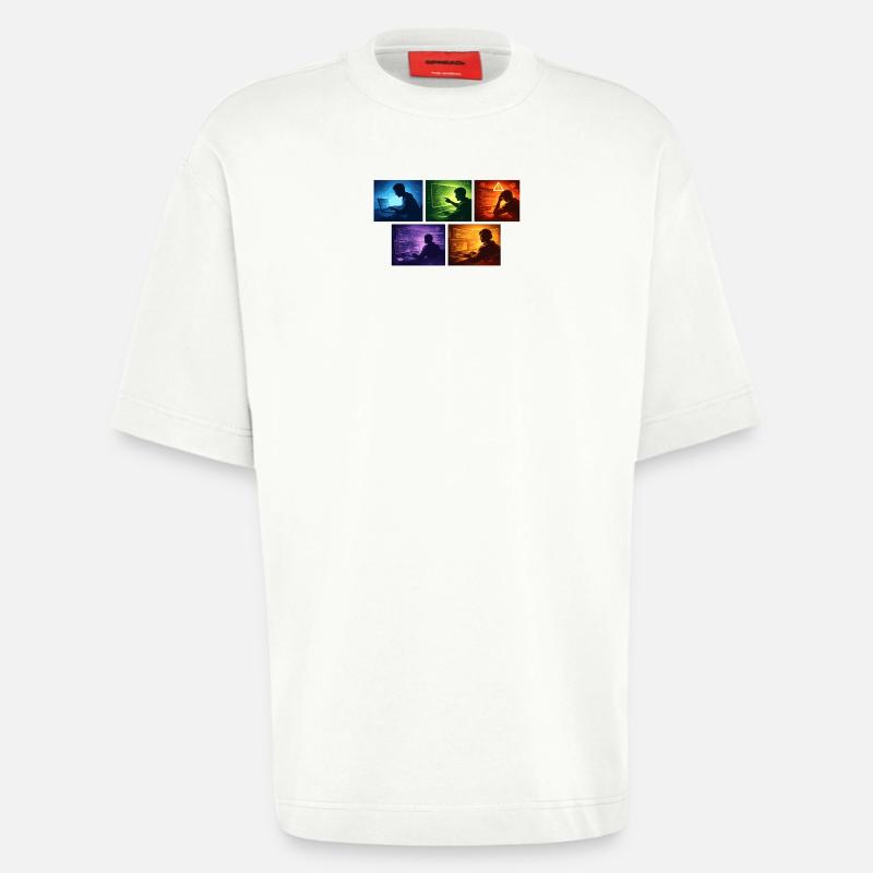 Multi-Screen Code Shadow - Heavyweight T-Shirt - made by SPREAD  - OFF WHITE