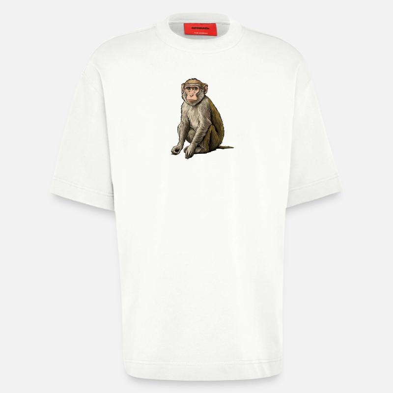 Macaque Macaque - Heavyweight Oversized Organic t-paita Made in EU - OFF WHITE