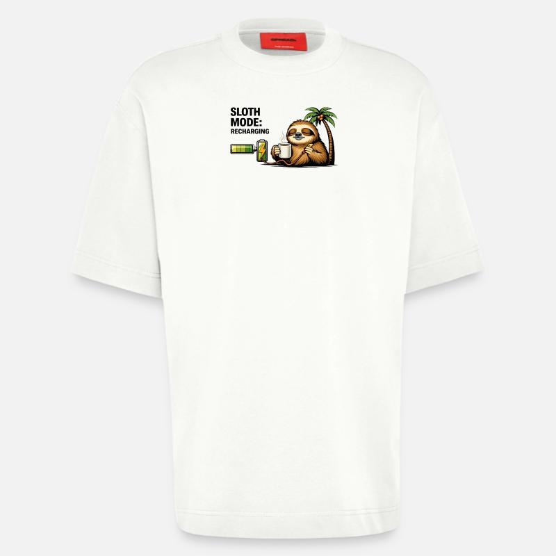 Sloth Mode Recharging Coffee - Heavyweight T-Shirt - made by SPREAD  - OFF WHITE