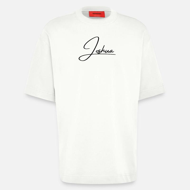Joshua Name - Elegant Cursive Script - Heavyweight T-Shirt - made by SPREAD  - OFF WHITE