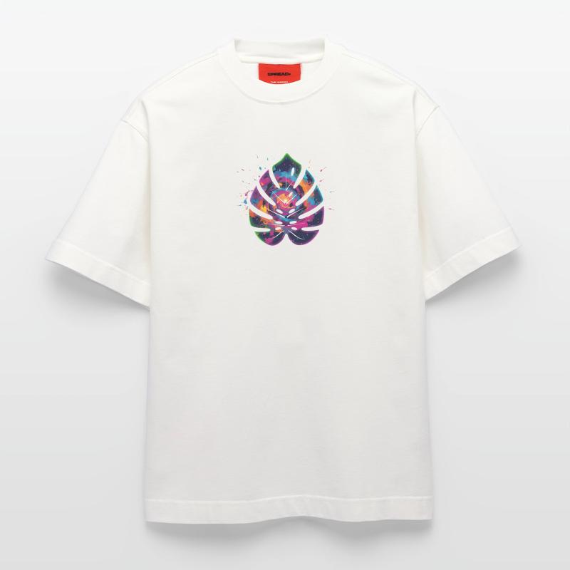 Conception de la feuille d’explosion de couleur T-shirt bio épais oversize fabriqué en UE