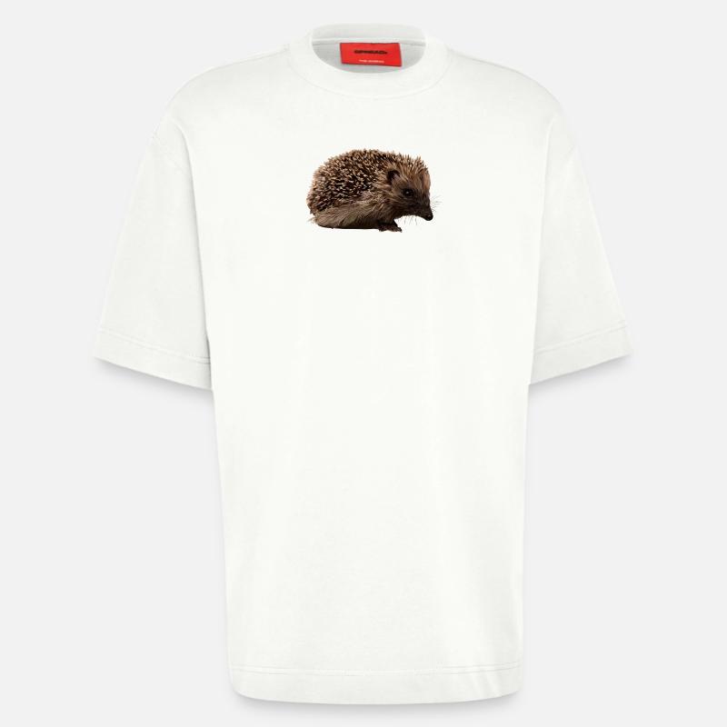 Hérisson dans le style forêt - T-shirt bio épais oversize fabriqué en UE - OFF WHITE