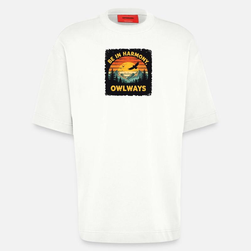 Owl Harmony at Sunset - Heavyweight T-Shirt - made by SPREAD  - OFF WHITE