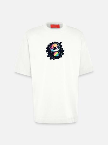 Panda Rainbow Galaxy Cool Glasses - Heavyweight T-Shirt - made by SPREAD  - OFF WHITE