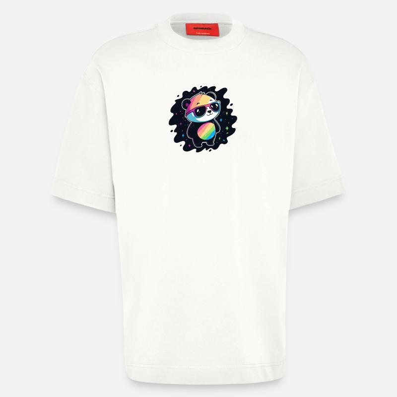 Panda Rainbow Galaxy Cool Glasses - Heavyweight T-Shirt - made by SPREAD  - OFF WHITE