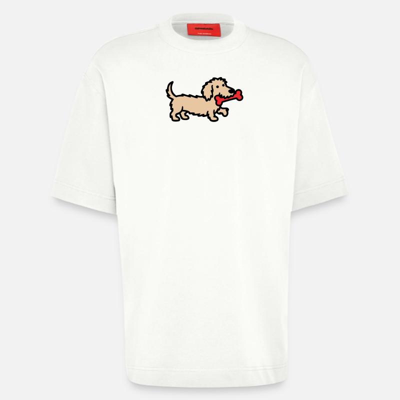 Terrier Doodle Knochen Comic - Heavyweight T-Shirt - made by SPREAD  - OFF WHITE