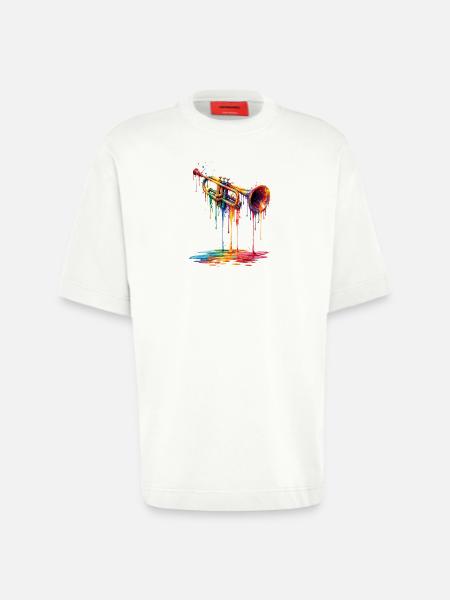 Trumpet with dripping paint - Heavyweight T-Shirt - made by SPREAD - OFF WHITE