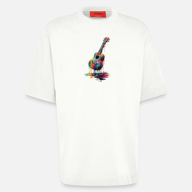 Ukulele mit tropfender Farbe - Heavyweight T-Shirt - made by SPREAD  - OFF WHITE