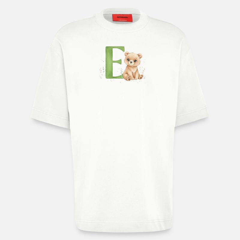 E mit Teddy: Verspielter Buchstabe E - Heavyweight T-Shirt - made by SPREAD  - OFF WHITE